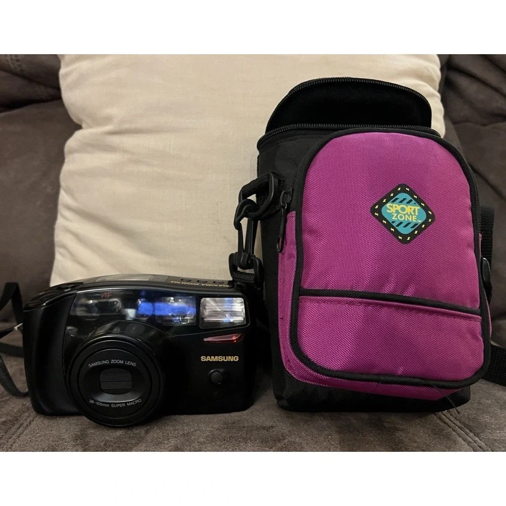 Samsung Maxima Zoom 105 AF 38-105mm Film Camera Point & Shoot & Case Tested Work